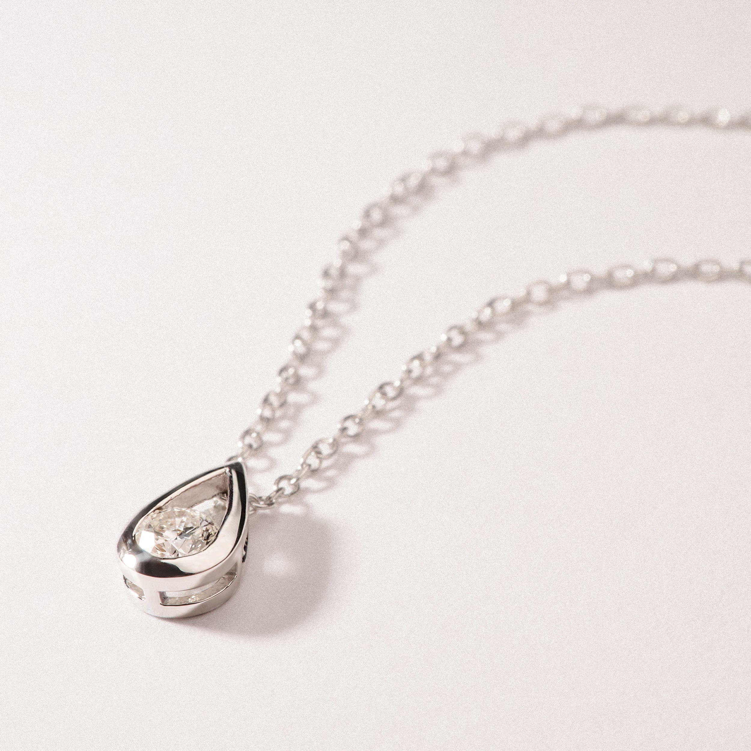Teardrop 0.10ct Round Cut Lab Grown Solitaire Pendant Necklace in Sterling Silver